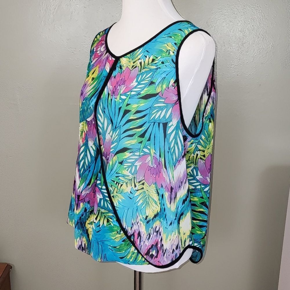 Nicole‎ by Nicole Miller Sheer Floral Sleeveless Top Size X-Large - Picture 4 of 15